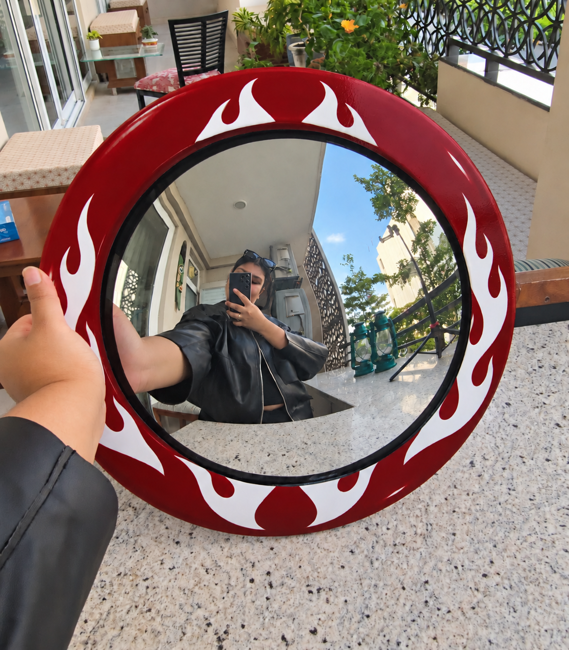 Flame Convex Mirror